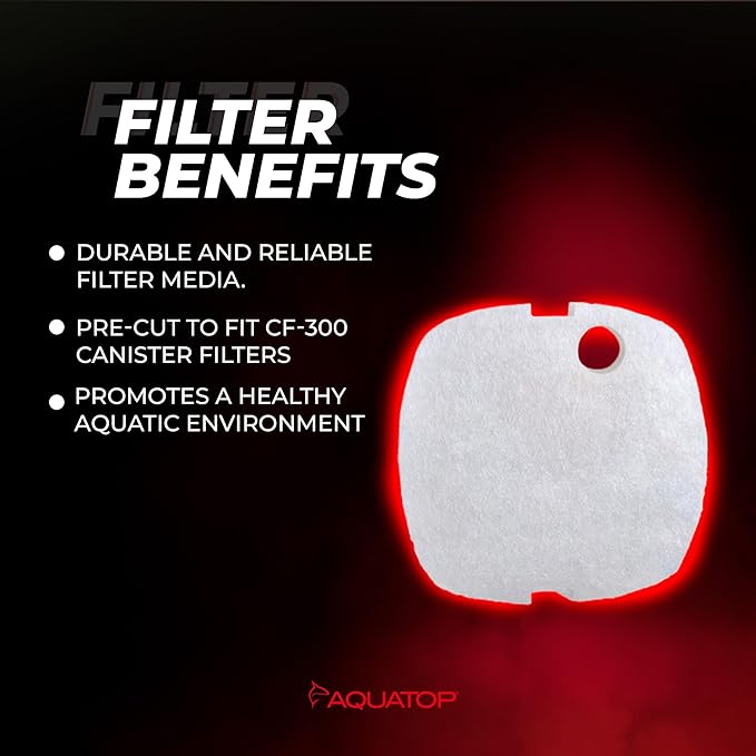 Aquatop Replacement White Filter Pads for CF-300 – Keeps Water Clear – Traps Dirt & Waste – Controls Organic Particles – Pack of 3