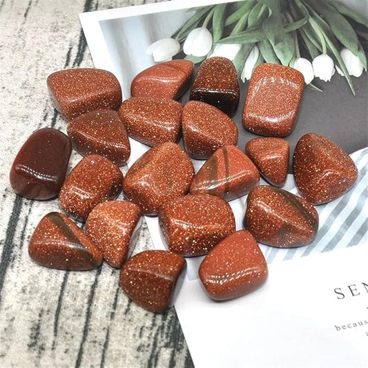 AtkitS Natural Natural Red Goldstone Sand Gravel Specimen Size Irregular Tumbled Stone Reiki Healing Crystal Quartz Mineral Aquarium Home Decor (Size : 500g)