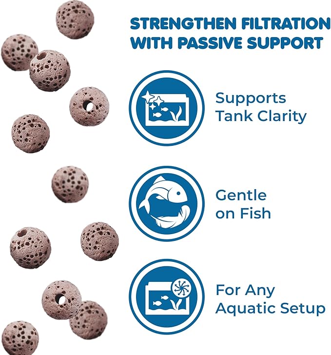 SunGrow Betta Lava Beads, Lightweight Substrate for Fish Tanks, Decorative Gravel for Aquariums, Brown Volcanic Lava Rocks for Filtration, 0.2", 50 Pcs per Pack