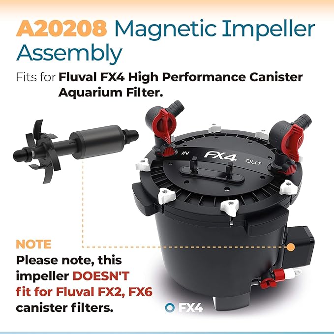 ANTOBLE A20208 Magnetic Impeller Assembly Compatible with Fluval FX4 High Performance Canister Aquarium Filter A214 (Black)