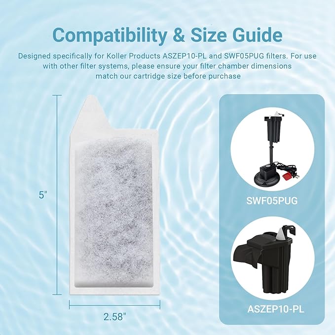 Koller Products Small Aquarium Filter Cartridges 6-Pack, High-Efficiency Replacement for 3–6 Gallon Aquariums, Keeps Water Crystal Clear