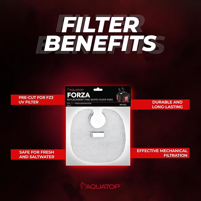Aquatop RFP-FZ3 Fine White Filter Pads – Fits FZ3-UV Canister Filters – Controls Fine Particles – Keeps Water Clear – Easy to Install – 2 Pack