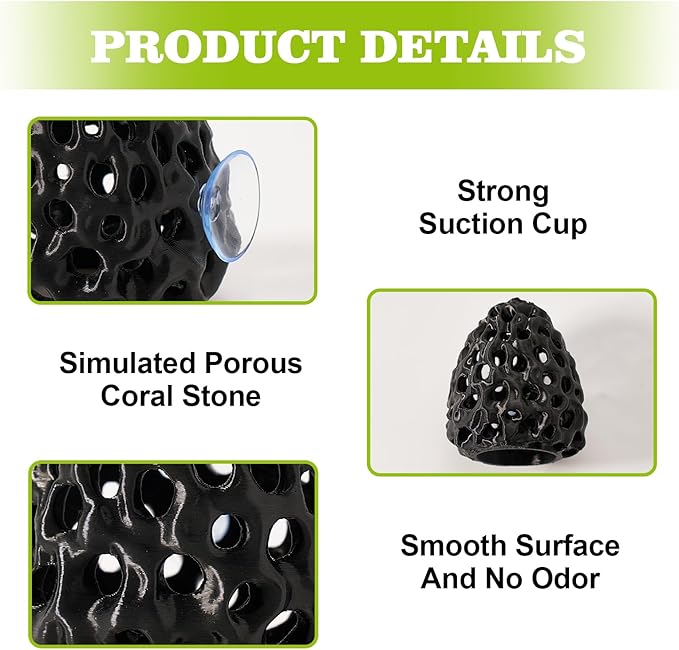 Shrimp Dome Hide, Shrimp Hides for Aquarium, Betta Fish Hideout with Suction Cup, Betta Habitat Tank Ornament Accessories, Aquarium Decor for Small Fish Guppy Hiding Resting (Black)