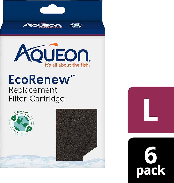 Aqueon Genuine EcoRenew Filter Cartridges, for Freshwater and Saltwater Aquariums, Large, 6-Pack