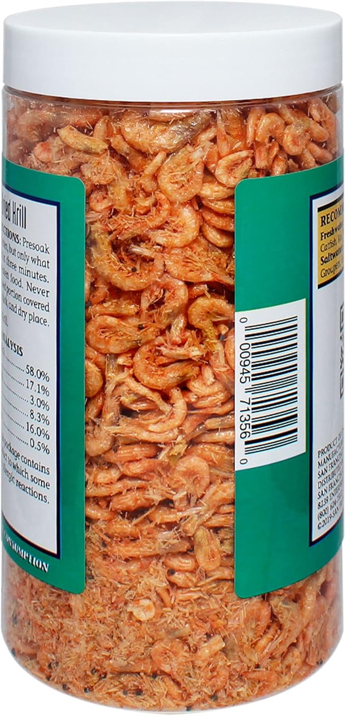 San Francisco Bay Brand Freeze Dried Krill Fish Food - All-Natural, Sustainably Harvested, High Protein Dried Shrimp for Freshwater and Saltwater Carnivores, Koi, Cichlids, Turtles - 5.08 oz (144g)