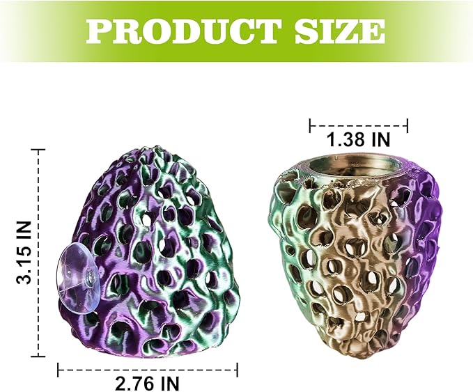Shrimp Dome Hide, Shrimp Hides for Aquarium, Betta Fish Hideout with Suction Cup, Betta Habitat Tank Ornament Accessories, Aquarium Decor for Small Fish Guppy Hiding Resting (Green Purple)