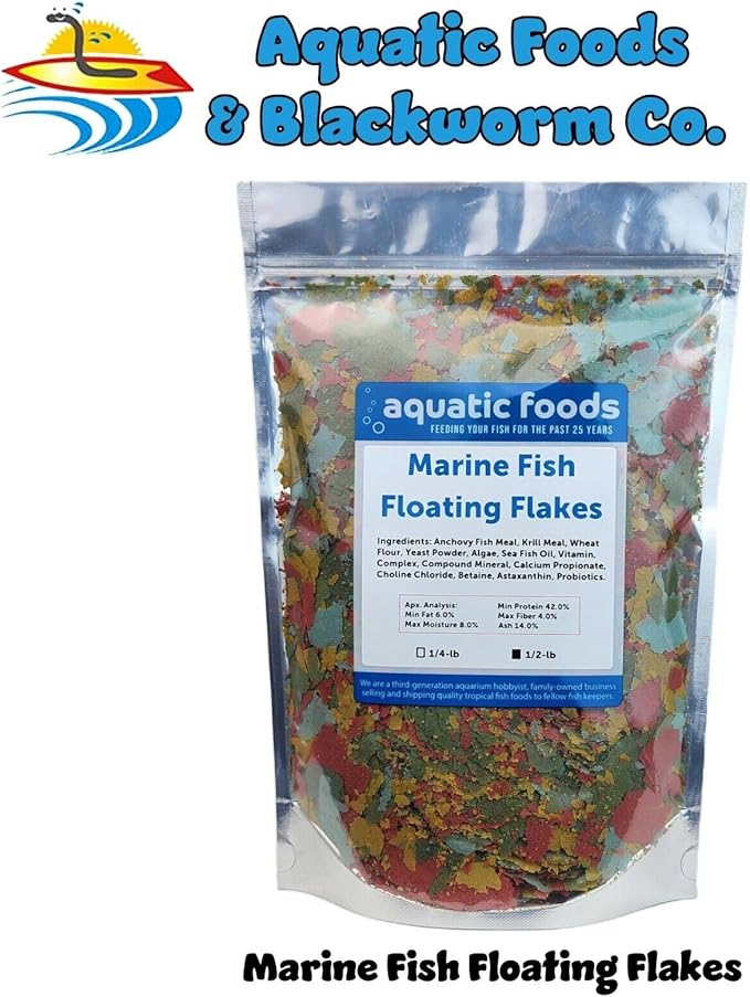 Marine Fish Flakes of Red & Green Algae, Seaweeds for Tangs, Butterflies, Angelfish, Anthias, Clown Fish, Damsels...WL…1/2-lb Foil Pouch Bag
