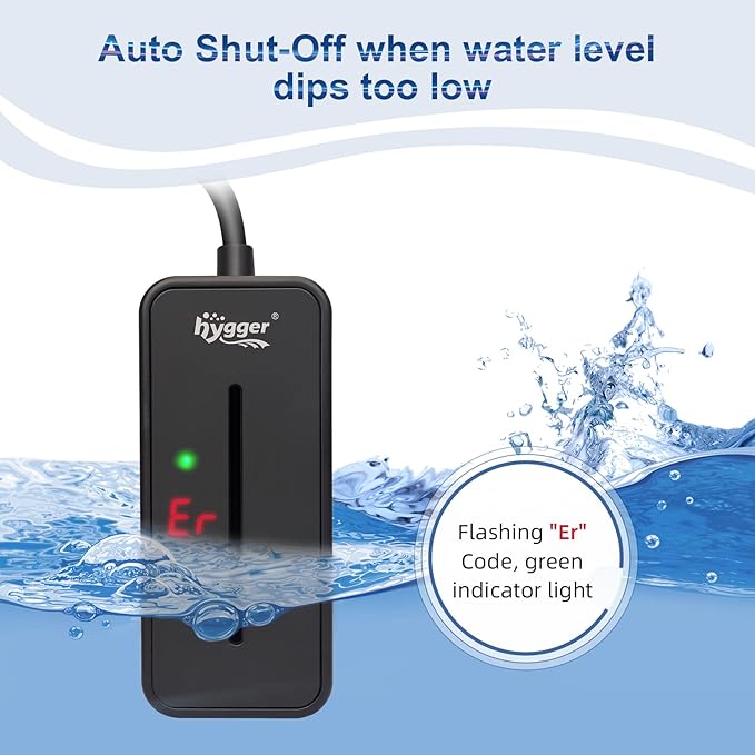hygger Small Submersible Aquarium Heater 100W Mini Betta Fish Tank Heater with LED Display Adjustable Temperature for 10-20 Gallon Freshwater Saltwater Coral Reef Tanks