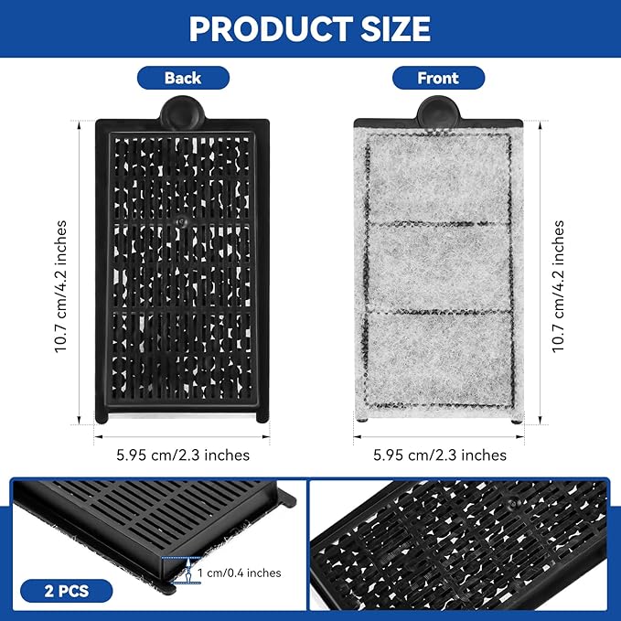 2 Pack Carbon Cartridge Replacement Insert for Aquatop Pisces Series Filter Fish Tank, Fits All Pisces Models, for PCS-5G, PCS-3G, PCS-5GB, and PCS-5GC Models, Easy to Install – PCS-RCI