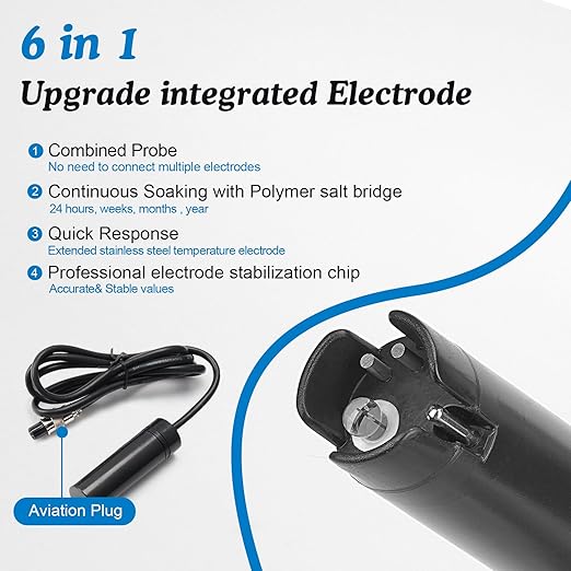 Hydroponic ppm pH Monitor, WiFi 6 in 1 pH EC Meter for Hydroponics Growing System,Continuous Monitoring pH PPM EC CF Humidity Temp of DWC Grow System Water Reservoir Tank Aeroponic Garden Aquarium