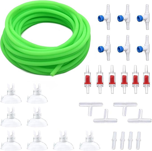 Premium 25FT 3/16inch Air Hose for Aquarium with Connector,Check Valve, Control Valve Accessories (Green, 25 ft.)