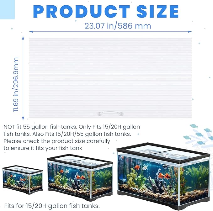 Sieral Aquarium Canopy Set Polycarbonate Greenhouse Panels 15.37 x 7.63 x 0.12 Inch for 5/10 Gallon Fish Tank Without Center Brace Aquariums Cover Fish Tank Lid, Clear