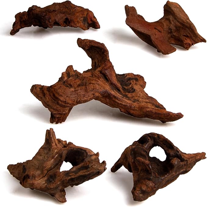 emours Natural Driftwood Small Aquarium Driftwood, 46", Natural Twisted Branches, Low-Tannin, Great for Shrimp/Betta & Nano Aquascapes, Also for Reptile Terrariums (5pcs Pack)