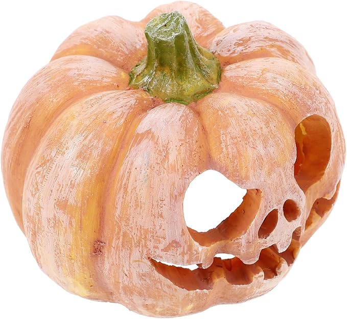 INOOMP Aquarium Fish Tank Decor Pumpkin Hideout Resin Fish Shelter Halloween Themed 3.9 Inch Cave for Small Aquariums