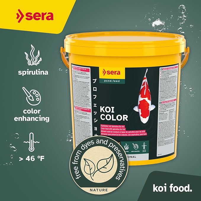 Sera Koi Professional Color 15.43lb | Spirulina & Haematococcus Algae for Vibrant Colors and Ideal Growth | Co-Extrusion Technology for Optimal Health | Floats for Year-Round Feeding Above 46°F