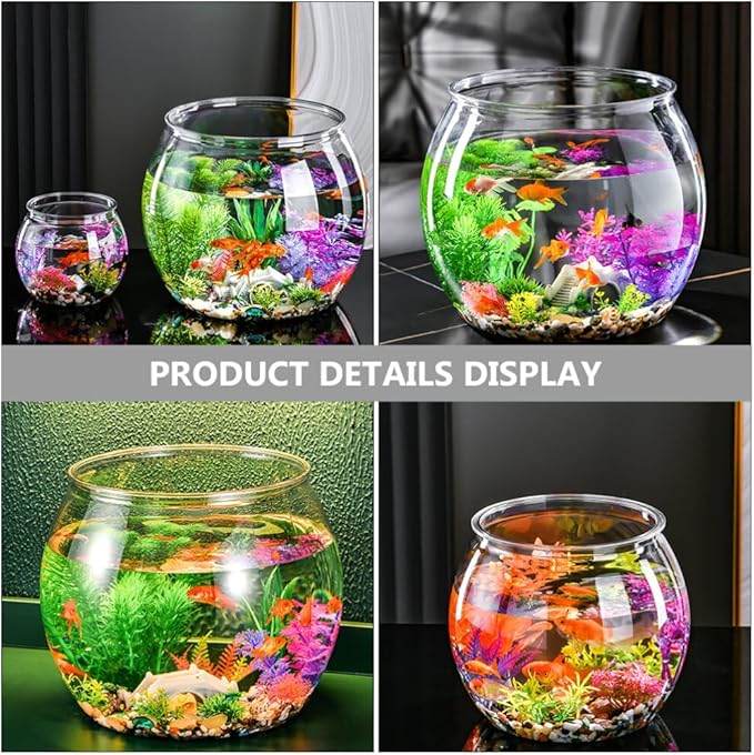 Beaupretty Shatterproof Fish Bowl 3pcs Plastic Fish Bowls Round Clear Aquarium Fish Keeper Vase Pot Goldfish Bowl Hydroponic Plant Container for Wedding Christmas Holiday