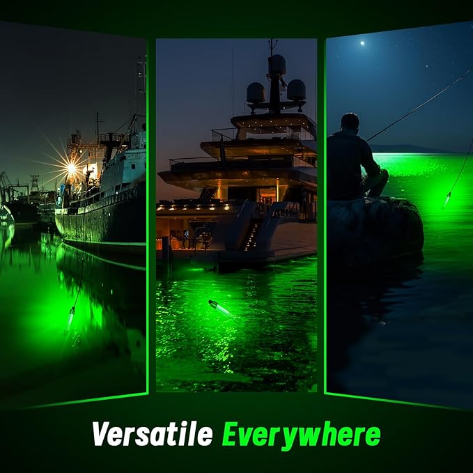 LED Underwater Fishing Light Compatible with for DeWalt 20V Battery, 1300 Lumens, Green IP68 Waterproof Aluminum Super Bright LED Submersible Fish Attractor Light for Night/Ice/Boat Fishing(TOOL ONLY)