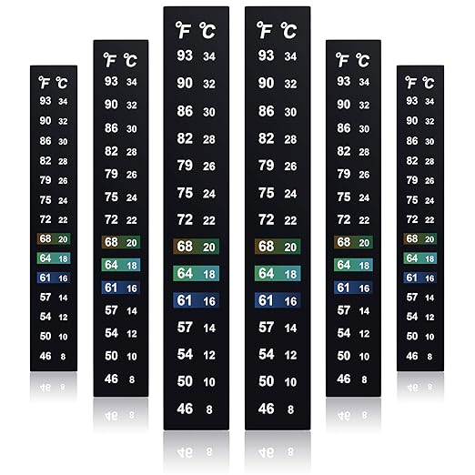 Zonon 24 Pcs Stick on Thermometer Strip for Brewing Fermenting Temperature Sticker Decal Crystal Adhesive 46-93 °f (8-34 °c) Digital Display Sticker for Wine Beer Aquariums