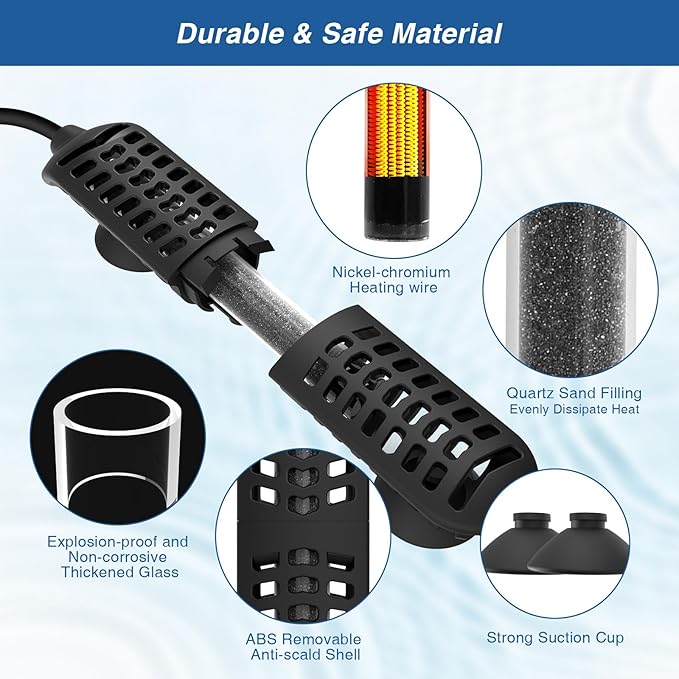 hygger 50W Small Aquarium Heater for Betta Fish Tank with Adjustable Temperature External Controller and Over-Temperature Protection for 10-20 Gallons Freshwater & Saltwater Fish Tank Turtle Tank