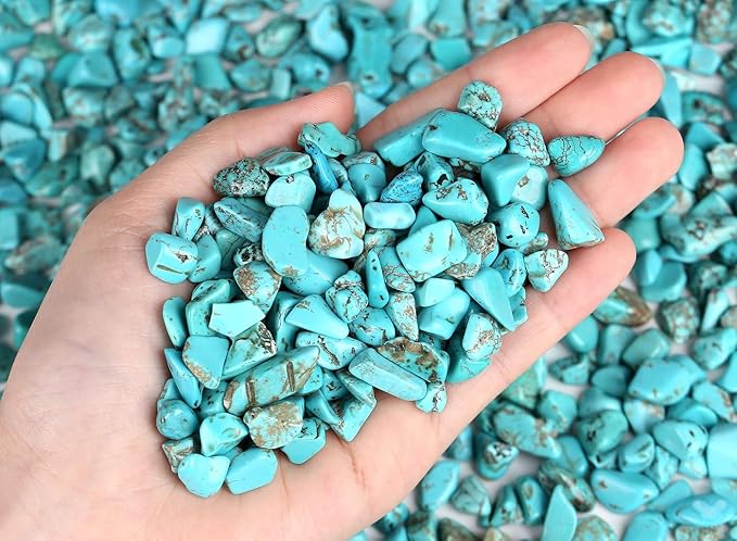 LAIDANLA Turquoise Crushed Stone Crystal Chips Bulk Natural Healing Reiki Crystals Mini Quartz Vase Filler Aquarium Gravel 100g