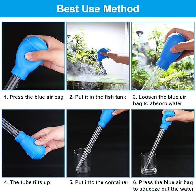 WEAVERBIRD Manual Fish Tank Water Changer Aquarium Dropper, 30ml Aquarium Clean Pipette Dropper, Fish Tank Cleaning Waste Remover, Aquarium Gravel Cleaning Straw, Blue