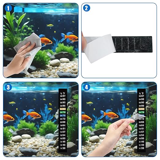 18 PCS Aquarium Thermometer Strips Stick on Fish Tank Temperature Gauge, Temperature Sensing Digital Stickers for Jars Fermentation Brewing, 39-97 °F & 54-108 °F & 63-93 °F