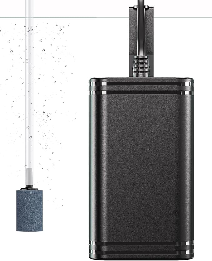 Pawfly Mini Aquarium Air Pump for 3-20 Gallon Nano Fish Tanks 15 GPH Oxygen Aerator Pump with Bracket Airline Tubing Air Stone Control Valve and Check Valve Accessories