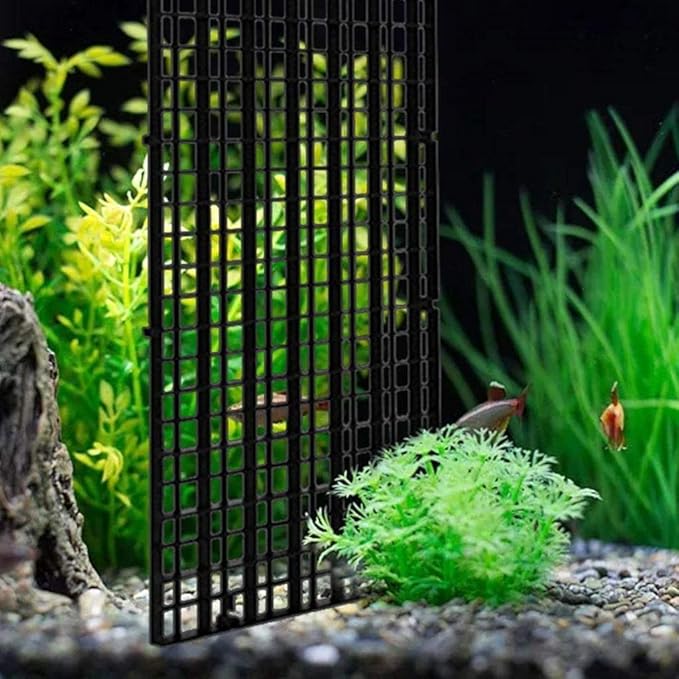 12Pcs Aquarium Grid Divider Isolation Board Fish Tank Divider Tray Aquarium Filter Separation Bottom Grid Tray Partition Net Pane for Aquatic Tank Accessory,Black