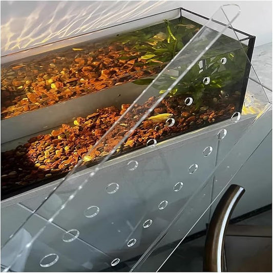 Aquarium Anti-Jump Cover， Detachable Temporary Jumping Proof Hood with Feeding Port Cat Terrarium Lids(L27.6xW15.7in(70x40cm))