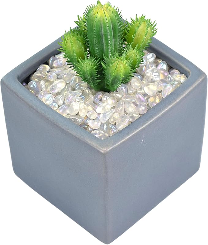 WAYBER 1Lb/460g Irregular Sea Glass Stones Artificial Crystal Gem Pebbles for Aquarium/Turtle Tank/Terrarium/Flowerpot/Vase Landscape Ornament Decoration, Hyun White