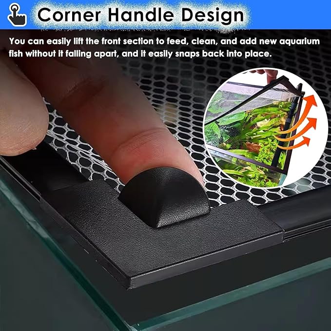Aquarium Anti-Jump Cover， Terrarium Ventilation Opening Hood Avoid Cat Catching Fish Front/Side Mount(L150xW60cm(59.1x23.6in))