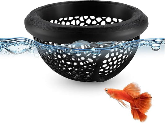 Floating Betta Hammock & Shrimp Shelter – 3D Printed Aquarium Decor with Feeding Ring, Safe Resting Spot for Betta Fish, Shrimp and Small Fish（Black）