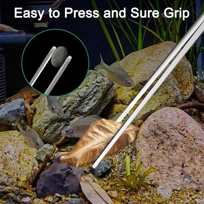 Heavy Duty Extra Long Tweezers for Fish Tank, 18.9 Inch Reptile Snake Feeding Tongs, 304 Stainless Steel Curved Tweezers Tongs for Aquarium Fish Tank Plants (Curved)