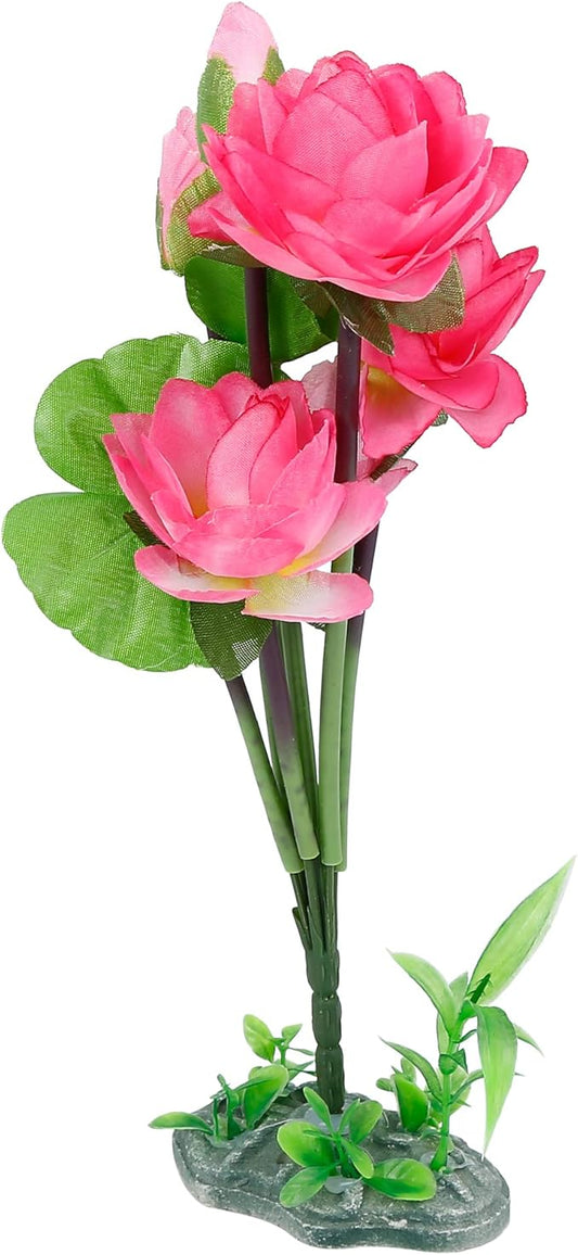 uxcell® Pink Plastic Lotus Flower Plant Aquarium Fishbowl Waterscape Decor Ornament