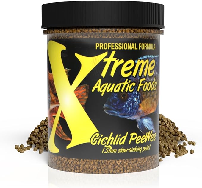 Xtreme Cichlid Peewee 1.5 mm Pellets - Proven Nutrition for Cichlids - Balanced Amino Acids, Boost Immune & Digestive Health, Color & Energy, Max Protein Freshwater Fish Food – USA Farm Grown (10oz)