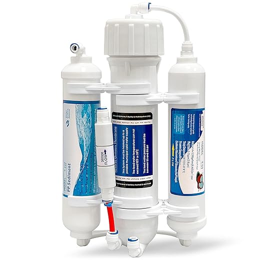 3 Stage Reverse Osmosis Countertop Portable Tank-Less Space Saver Water Universal Filtration System for Drinking Water or Aquarium Fish Tank Filter NSF Certified 50 GPD Membrane Removal Rate 98%