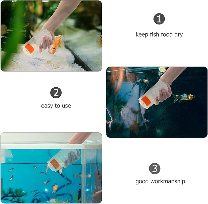 Fish Feeder Bottle for Small Aquarium, Non-Automatic Metering Feeding Container, Beige Moisture-Proof Fish Food Dispenser for Goldfish and Turtle Tanks