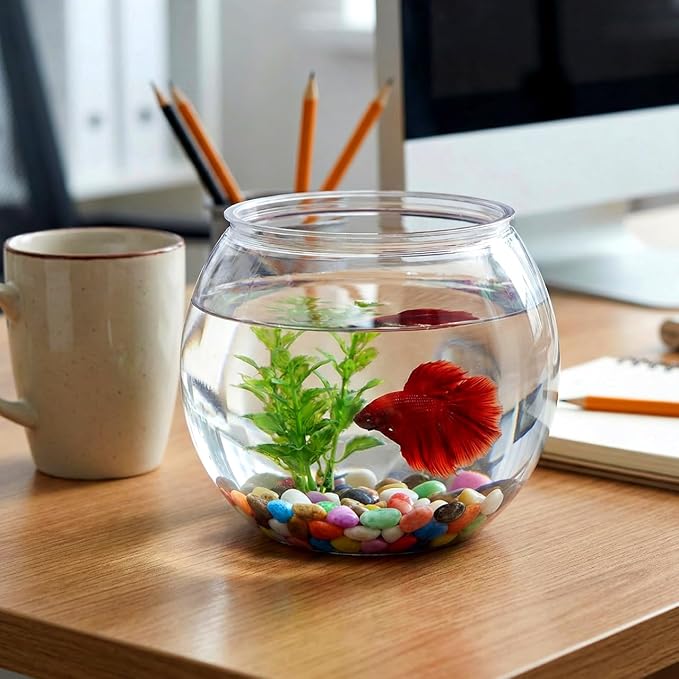 Lurrose Tabletop Fish Tank Plastic Fish Tank Globe Fbowl Clear Feeding Container