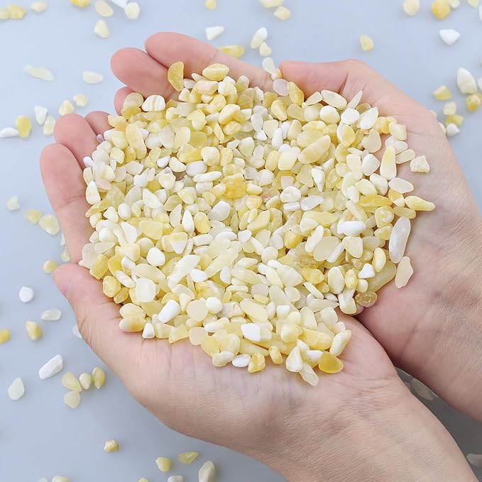 ZHIYUXI Yellow Jade Crystal Chips Bulk Fish Tank Decorations Aquarium Rocks Gravel Vase Filler Stones Crystals for Candle Making Witch Kit Gravel for Plants Quartz Sand Gemstone 0.22 lbs