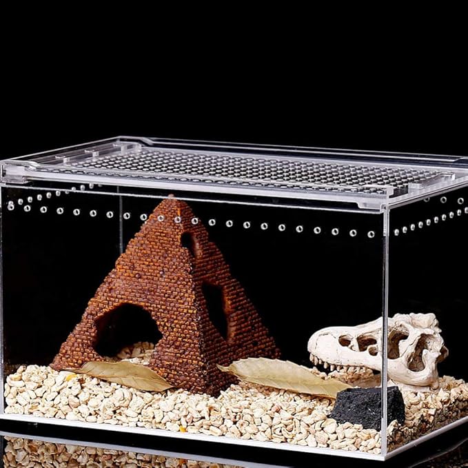 Aquarium Breeding Tank Transparent Reptile Feeding Box Clear Acrylic Terrarium Tank for Lizard Hermit Crabs Geckos Frogs Spider and Smaller Animal 30x20x15cm