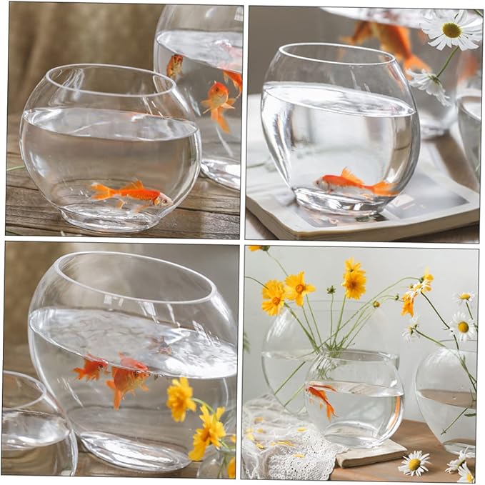 Transparent Fish Tank Desktop Aquarium Delicate Shape for Home Office Decor Space-Saving Design for Betta Fish