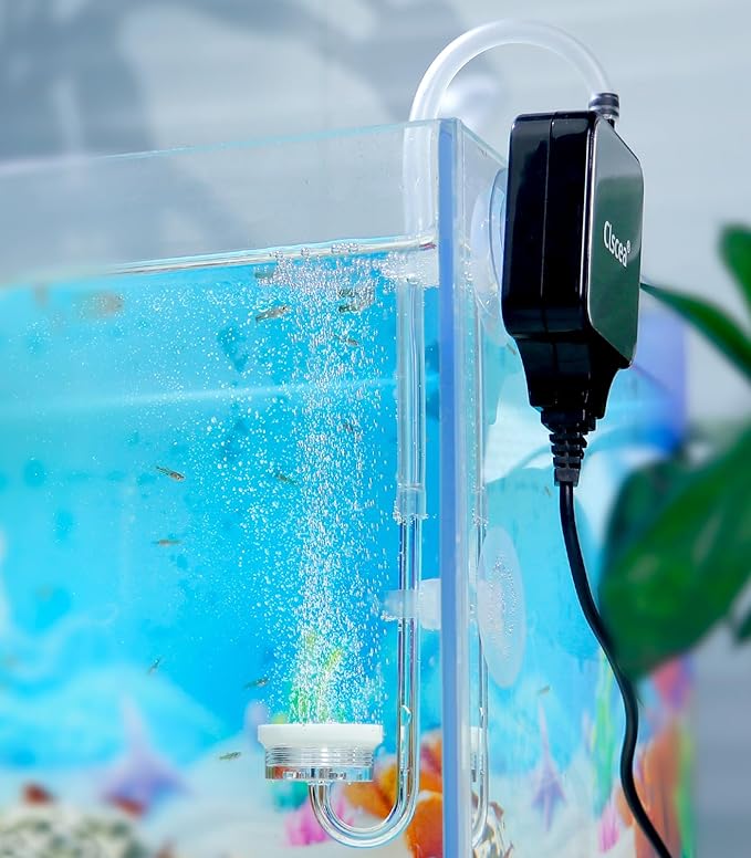 Small Air Pump for Fish Tank Aquarium Aerator for 1-15 G Super Quiet 1.5 Watts, Complete kit