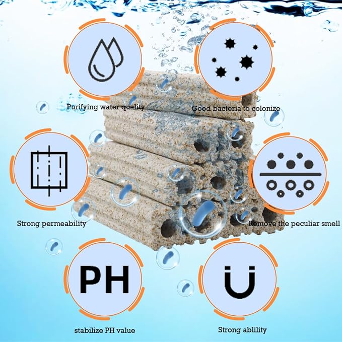 PINVNBY 6.2 Inch Large Filter Media for Aquarium,10 Pcs Fish Tank Ceramic Bio Blocks for Freshwater and Saltwater Sump Tank,Aquaculture and Koi Ponds