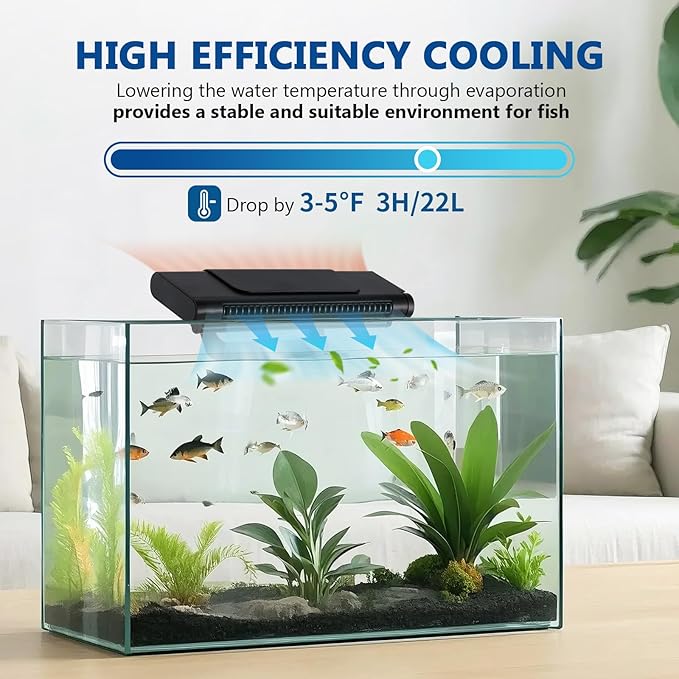 BAOSHISHAN Aquarium Chiller Fan, Powerful Aquarium Cooling Fan with Adjustable Wind Speed, Fish Tank Fan with 3 Dimmable Light for Axolotl Tank Home Office