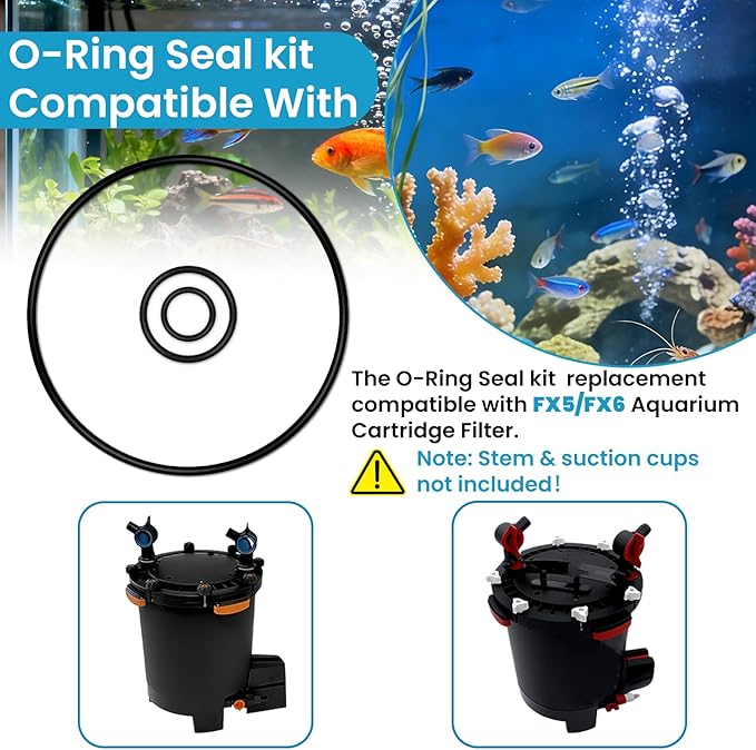ETZ O-Ring Seal Kit for Fx5/Fx6 Aquarium Cartridge Filter, Fit for Fluval A-20207, A-20210, A-20212 Aquarium Filter Seal Ring Replacement