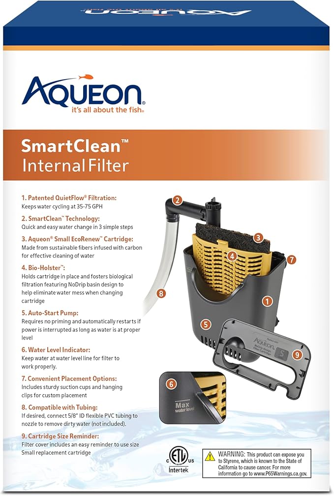 Aqueon QuietFlow Internal Filter with SmartClean Technology, Small