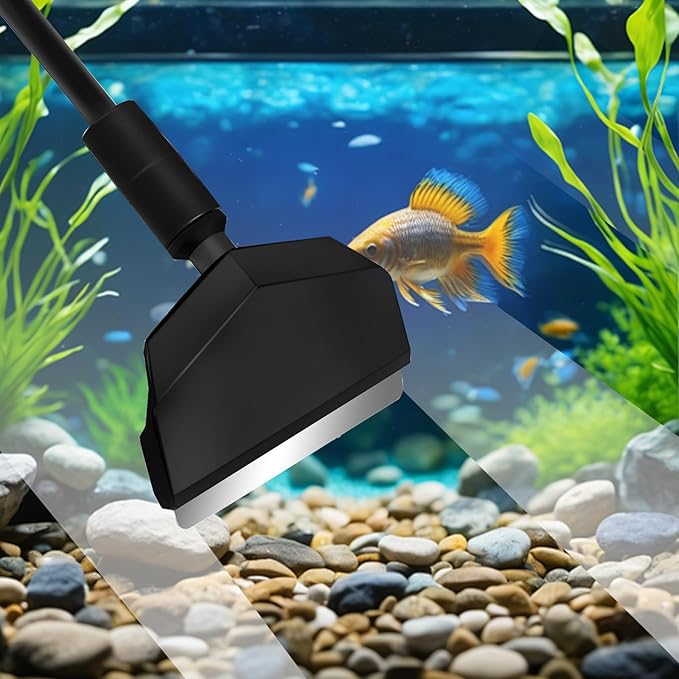 AQUANEAT Small Fish Tank Cleaner, Aquarium Cleaning Tools, 3 in 1 Glass Cleaner with Algae Scraper, Sponge Brush, for Small Nano Tanks up to 10gal