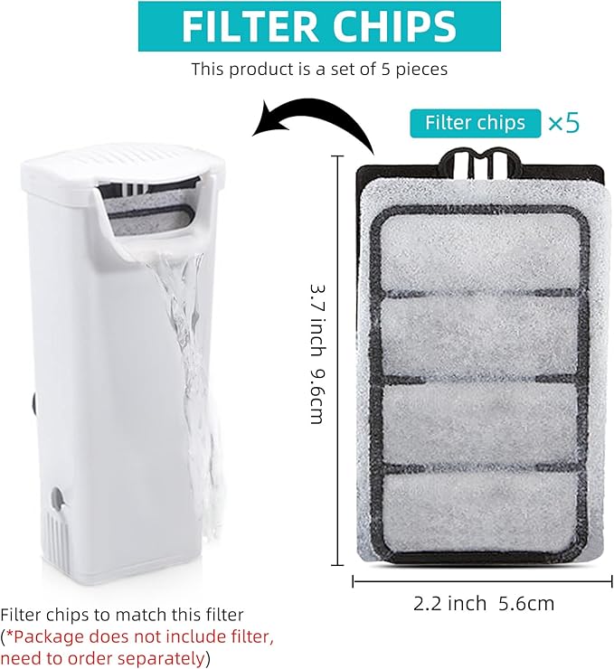 Turtle Tank Filter Ultra-Low Water Filtration, 3 Layers of Filtration, Silent Water Pump, Suitable for Reptiles, Turtle Tanks, Amphibians, Frog, Fish Tank (Filter Chips)