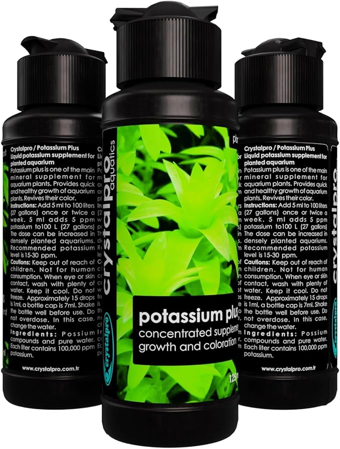 Crystalpro Potassium Plus 4.22 Oz - Contains 100.000 ppm Potassium Supplement for Freshwater Aquarium Plant Fertilizer (125ml)