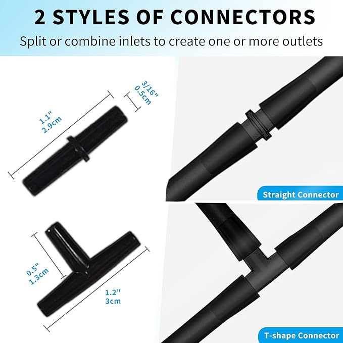 Premium 50FT 3/16inch Air Hose for Aquarium with Connector,Check Valve, Control Valve Accessories (Black, 50 ft.)